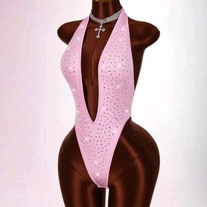 Chic Pink Halter Bodysuit